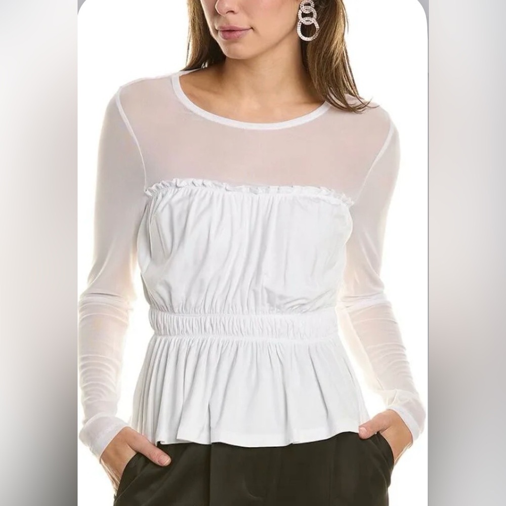 BCBGeneration White Sheer Long Sleeve Blouse NWT size medium
